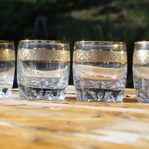 Vintage Victoria Crystal Whiskey Glasses – Gold Trim – Rocks Glass Set – Holiday - Picture 11 of 16